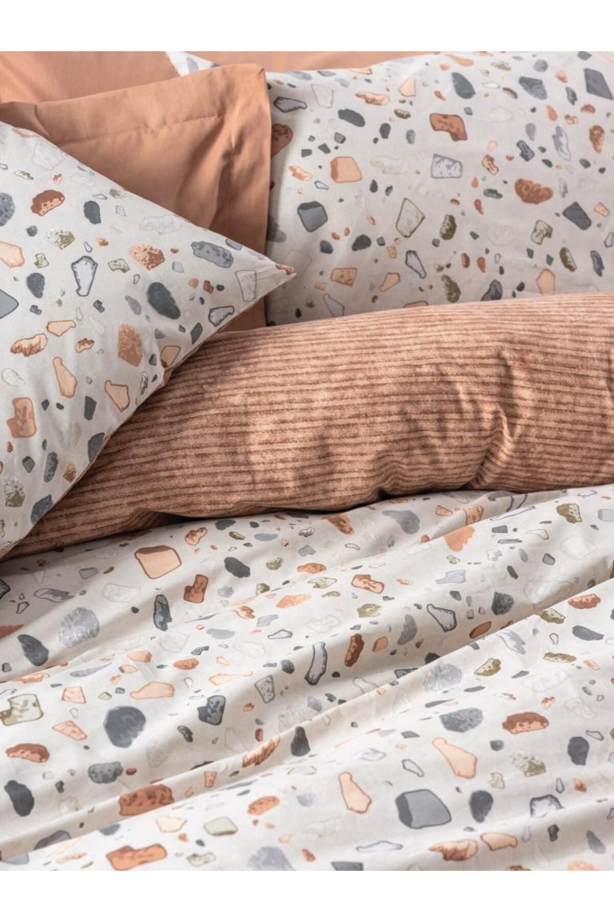 Tek Kişilik Minimal Nevresim Takımı Oniks Karamel