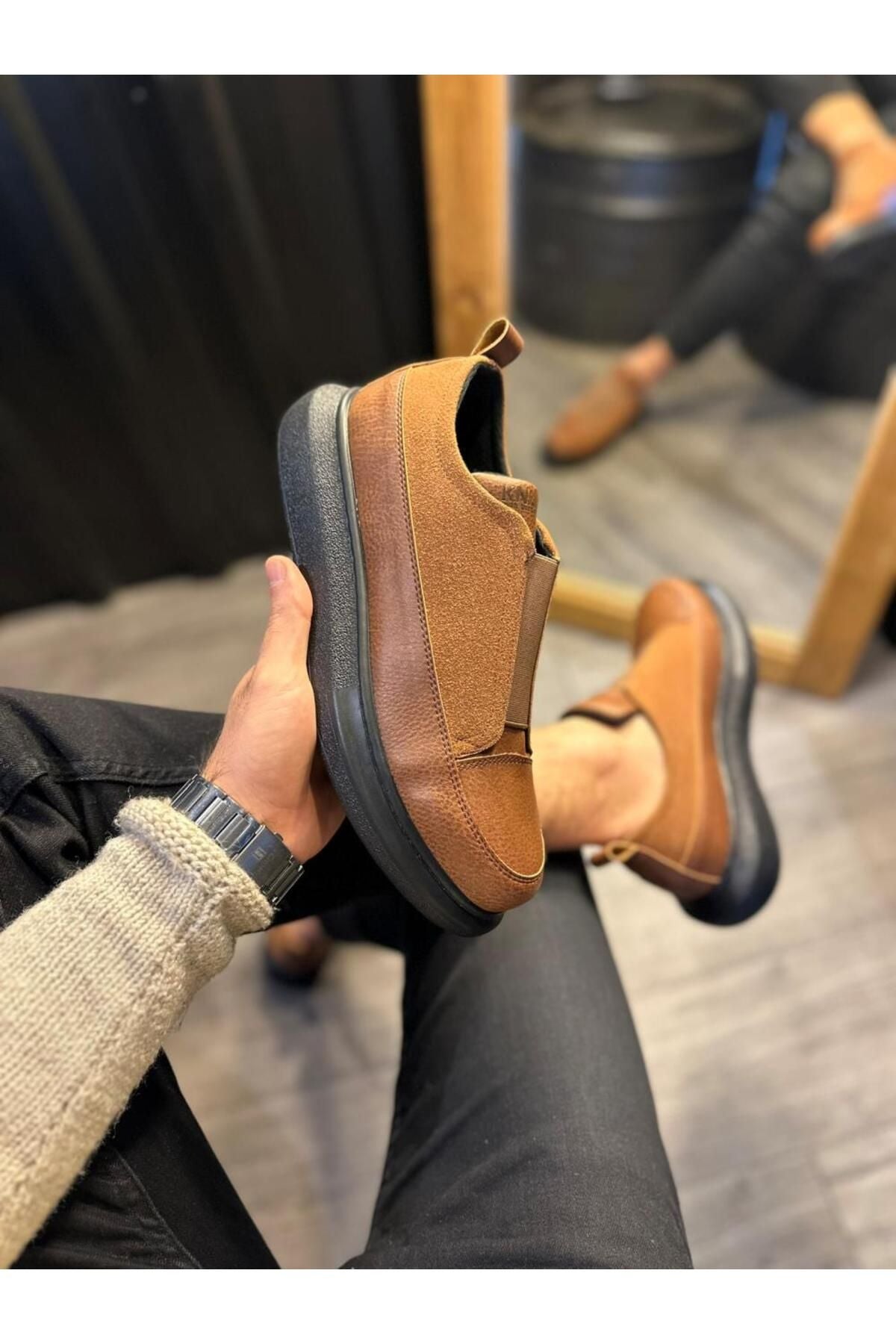 Sneakers Ayakkabı Taba (Siyah Taban)