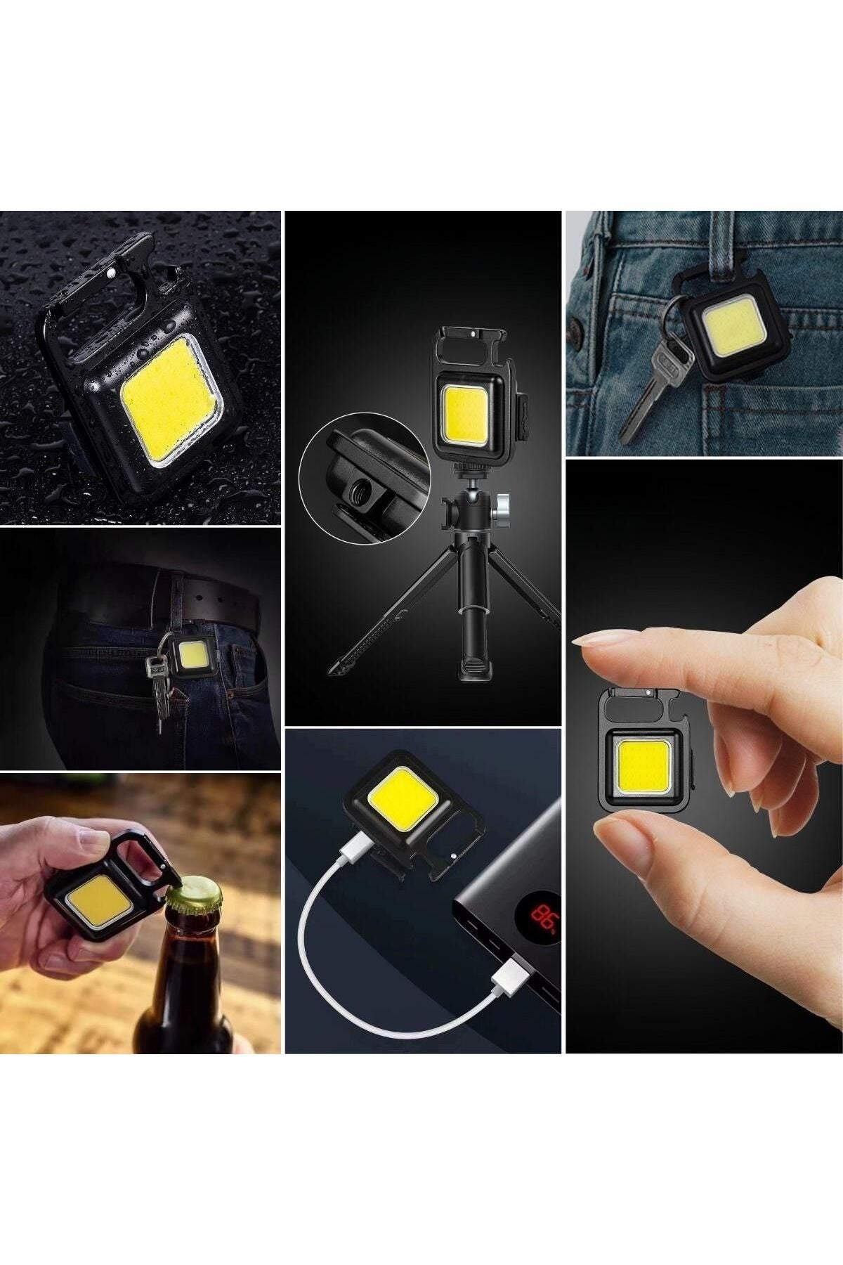3 Led Modlu Mini Asılabilen Led Kamp Aydınlatması Güçlü El Feneri  Açacaklı -Mıknatıslı