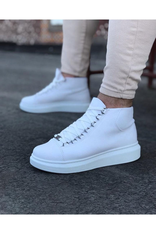 Beyaz Bağcıklı Sneakers Yarım Bilek Bot