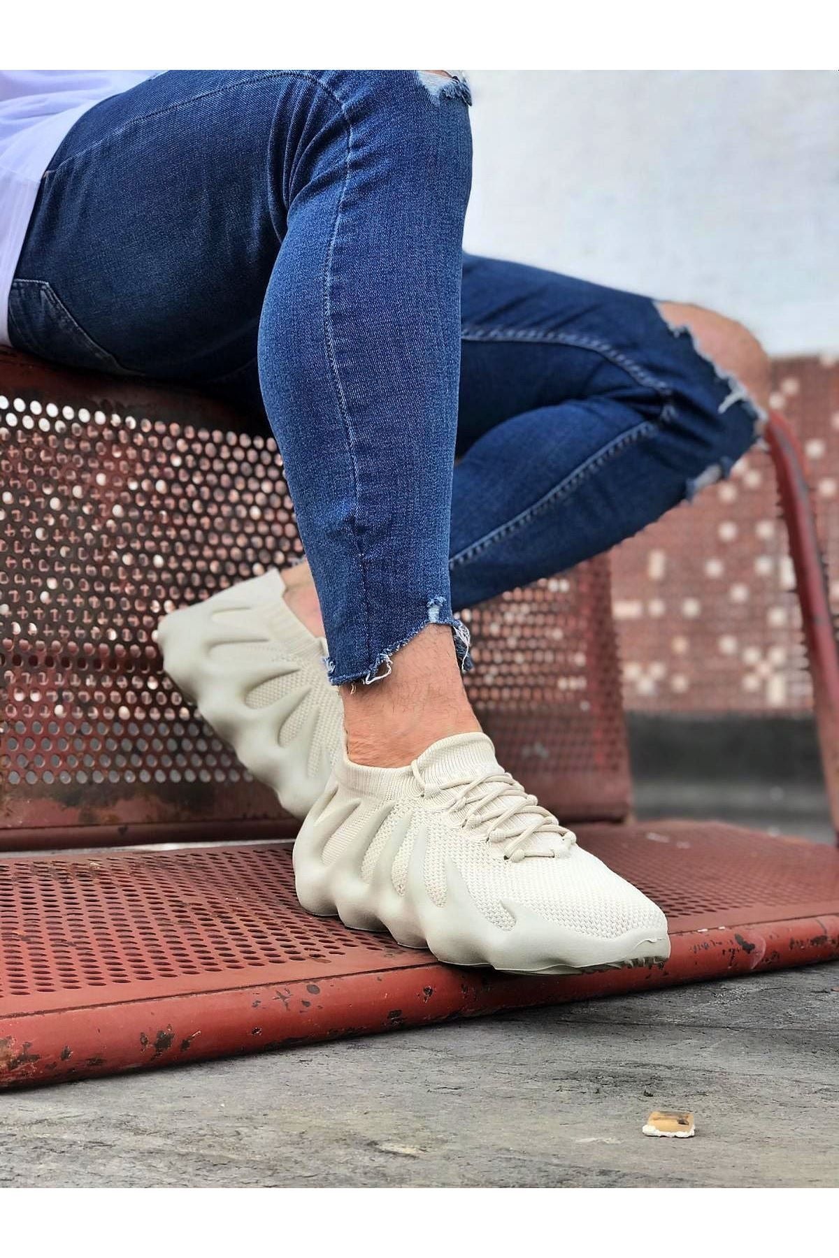 Bej Triko Sargı Taban Casual Erkek Ayakkabı