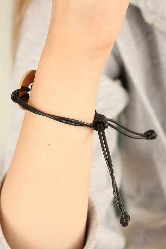 Hope (UMUTLU) Siyah Deri Ipli Unisex Mood Bileklik